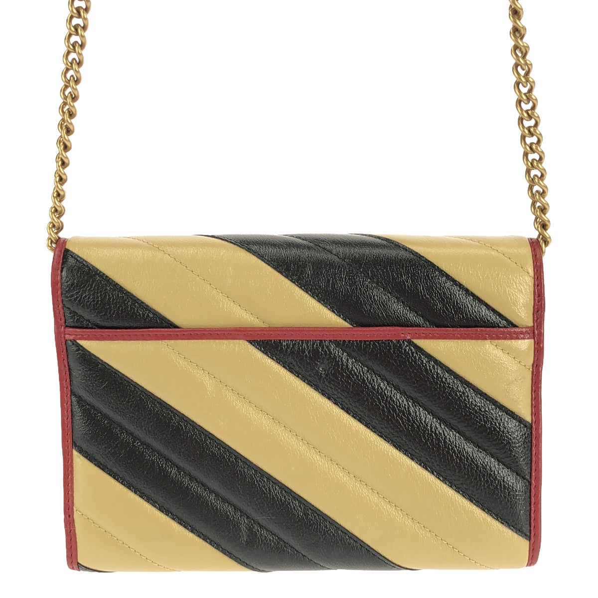 GUCCI / 구찌 | GG 마몬트 가죽 체인 숄더백 | 블랙/베이지/레드 | 여성