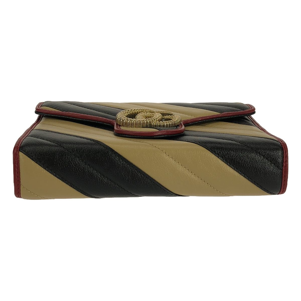 GUCCI / 구찌 | GG 마몬트 가죽 체인 숄더백 | 블랙/베이지/레드 | 여성