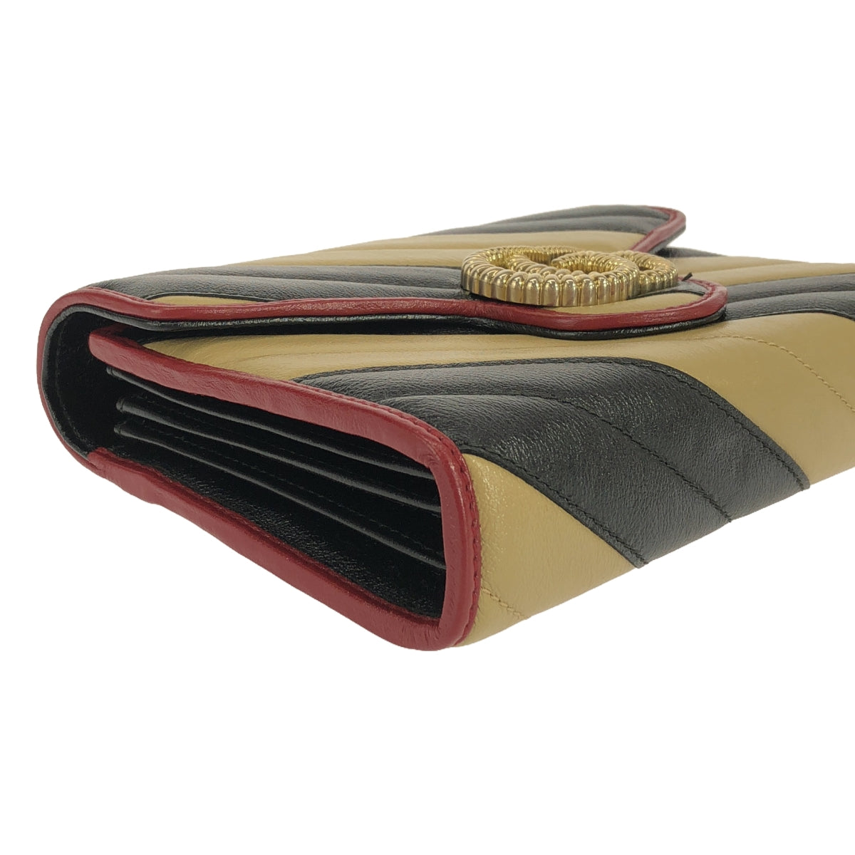 GUCCI / 구찌 | GG 마몬트 가죽 체인 숄더백 | 블랙/베이지/레드 | 여성