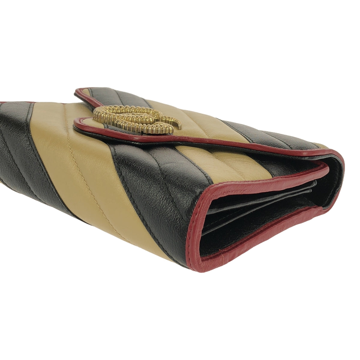 GUCCI / 구찌 | GG 마몬트 가죽 체인 숄더백 | 블랙/베이지/레드 | 여성