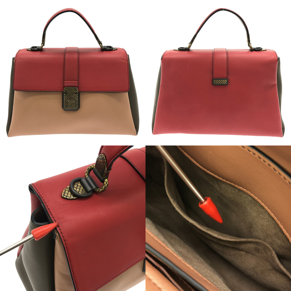 BOTTEGA VENETA | Piazza 中型包 |紅色/粉紅色/棕色 |女性的