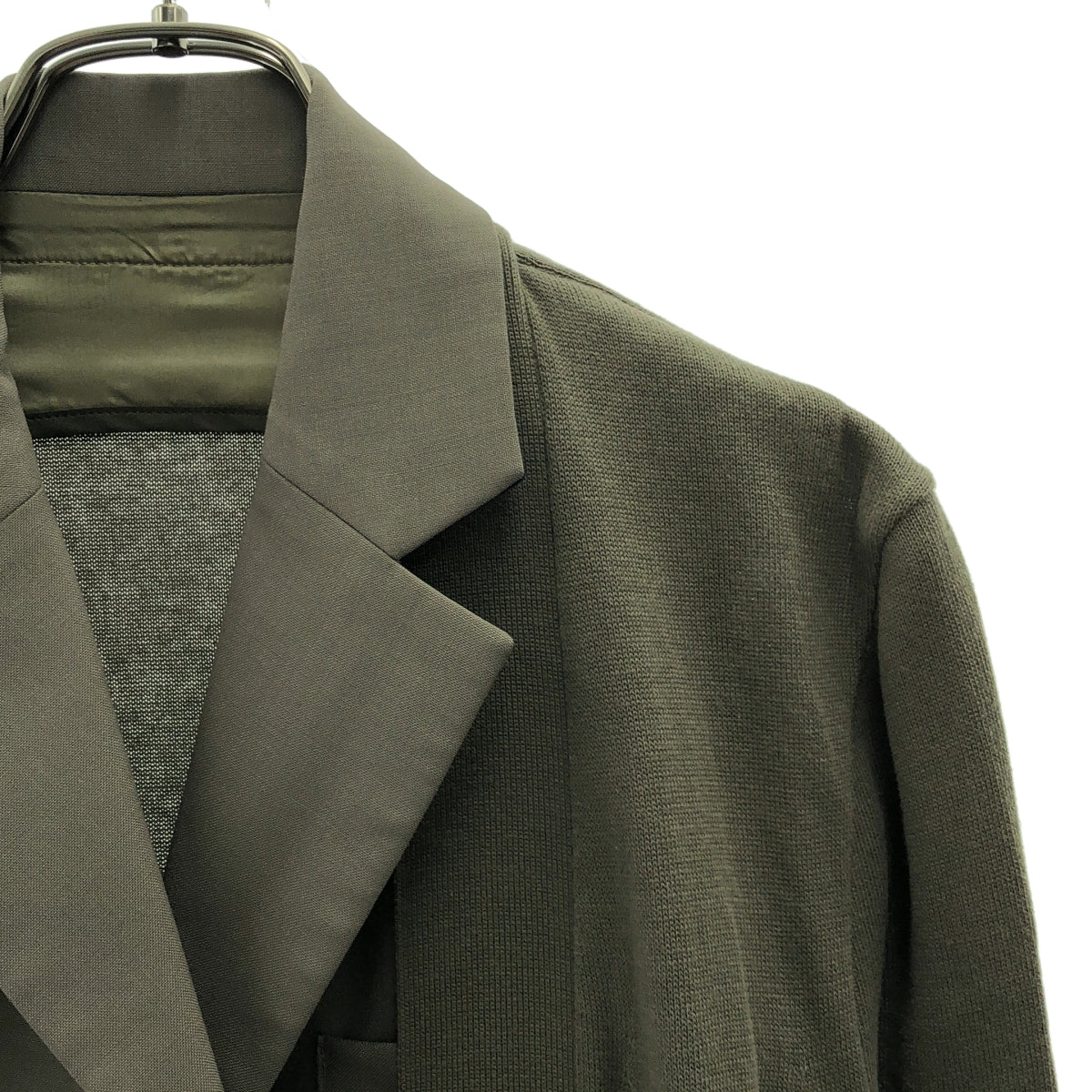 sacai / サカイ | 異素材切替 ニット ドッキング ロング コート | 1