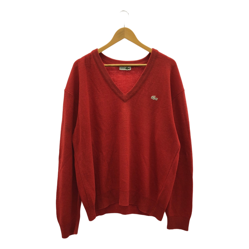 LACOSTE / ラコステ | 70-80s ヴィンテージ CHEMISE シュミーズ Vネック ウールニット | 5 | レッド | メンズ