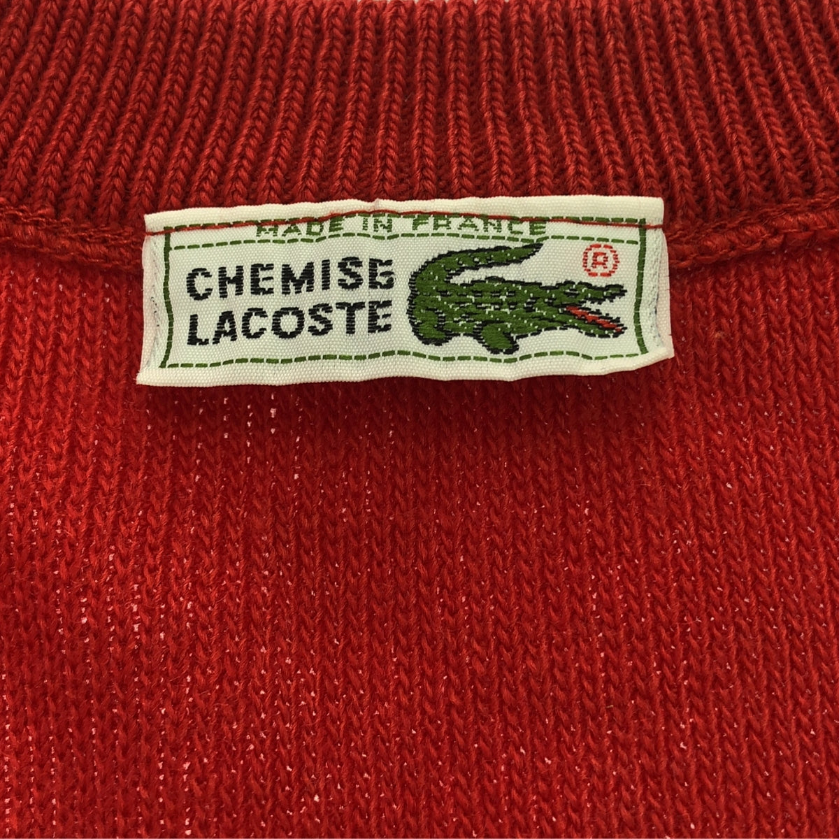LACOSTE / ラコステ | 70-80s ヴィンテージ CHEMISE シュミーズ Vネック ウールニット | 5 | レッド | メンズ