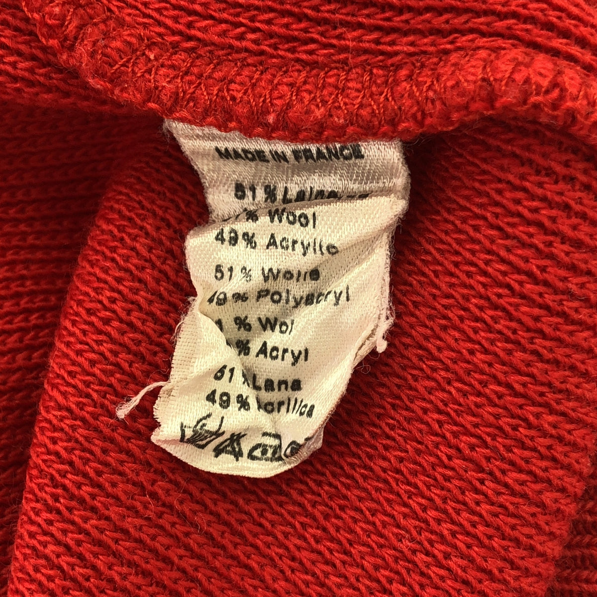 LACOSTE / ラコステ | 70-80s ヴィンテージ CHEMISE シュミーズ Vネック ウールニット | 5 | レッド | メンズ