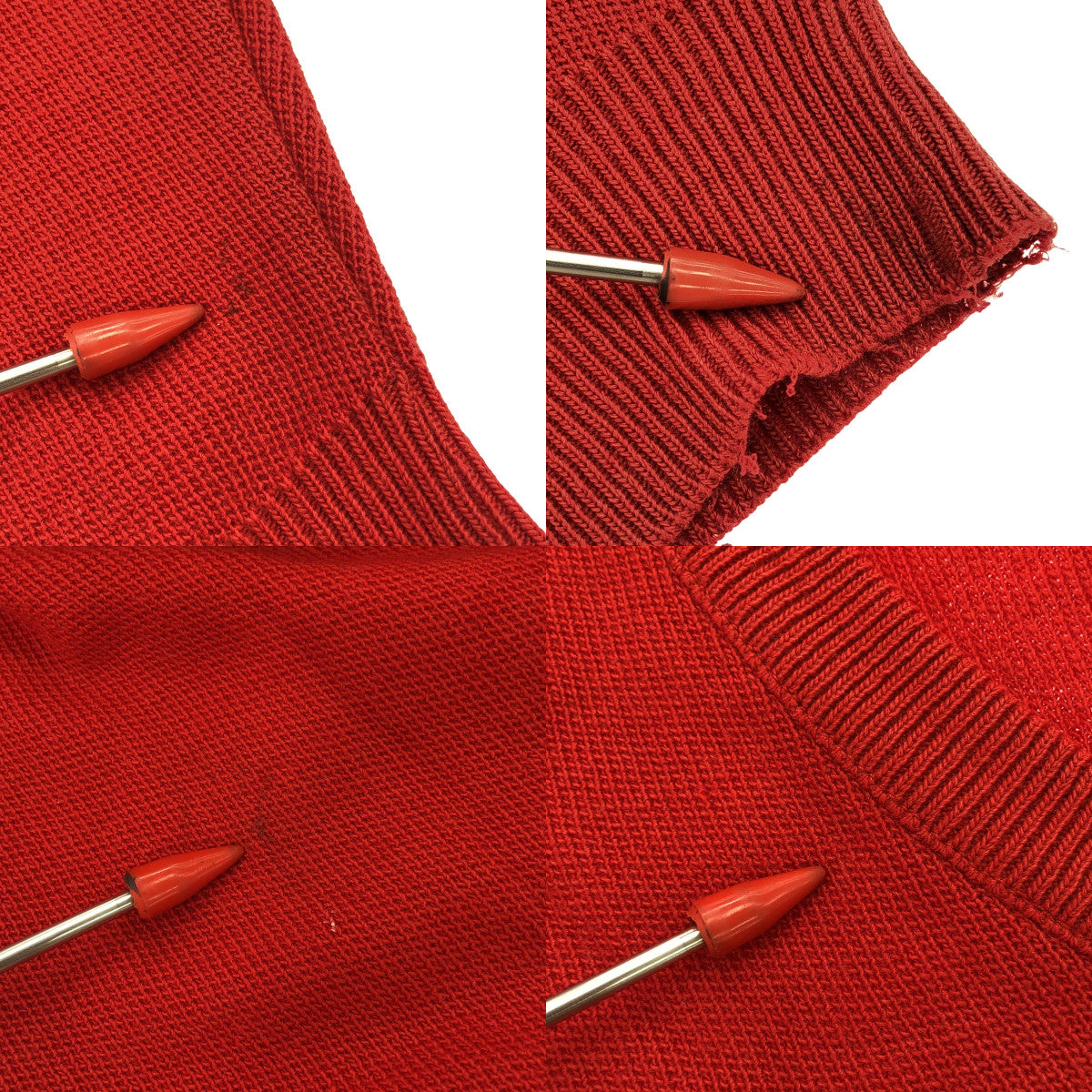 LACOSTE / ラコステ | 70-80s ヴィンテージ CHEMISE シュミーズ Vネック ウールニット | 5 | レッド | メンズ