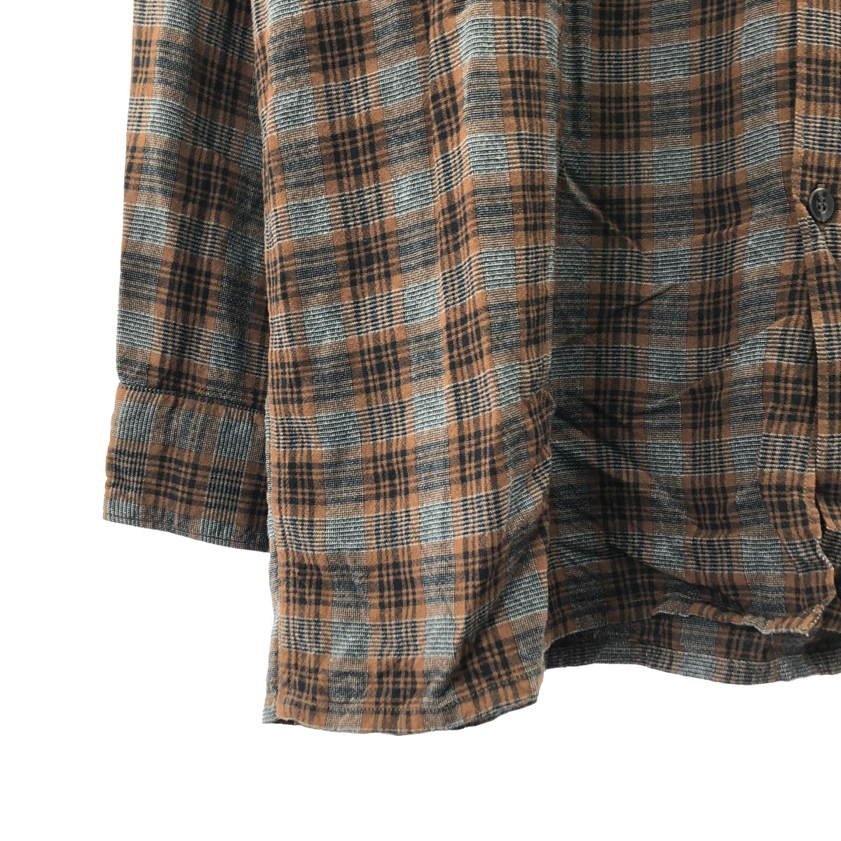 COMOLI | 格紋人造絲開領襯衫 | 1 |