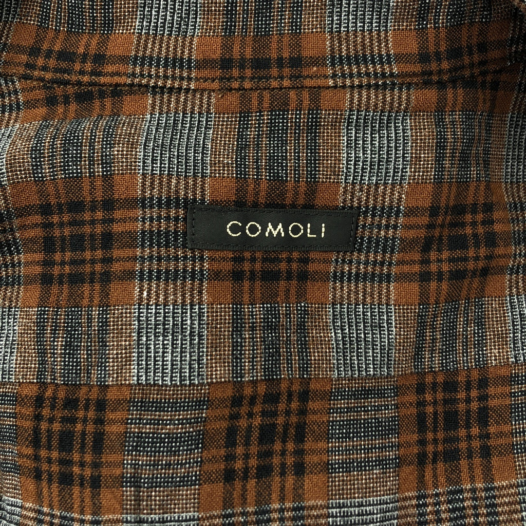 COMOLI / コモリ | チェック レーヨン オープンカラーシャツ | 1 |