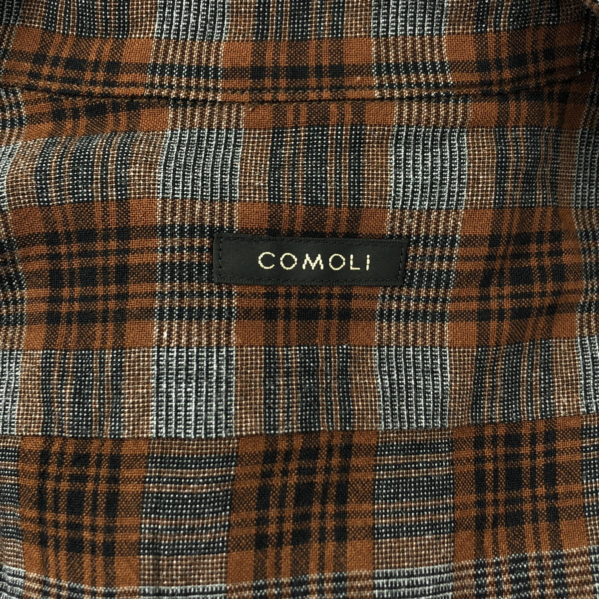 COMOLI / コモリ | チェック レーヨン オープンカラーシャツ | 1 |