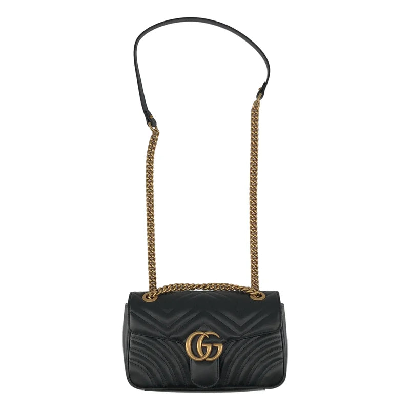 GUCCI / 古馳 | GG Marmont 翻蓋皮革絎縫中號肩背包 |