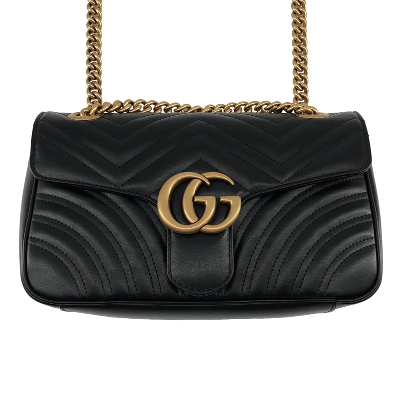 GUCCI / 古馳 | GG Marmont 翻蓋皮革絎縫中號肩背包 |