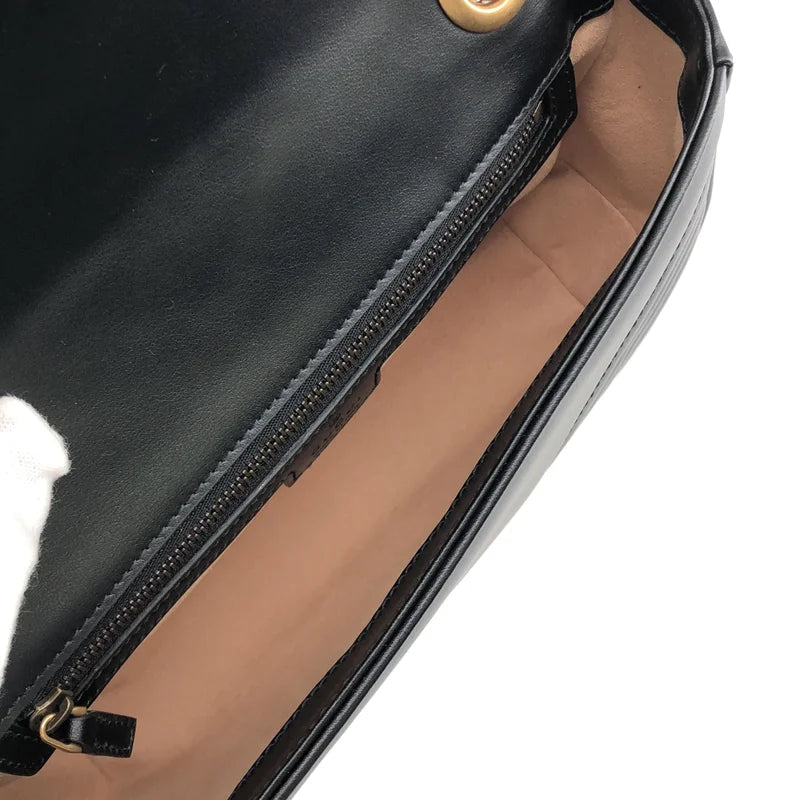 GUCCI / 古馳 | GG Marmont 翻蓋皮革絎縫中號肩背包 |