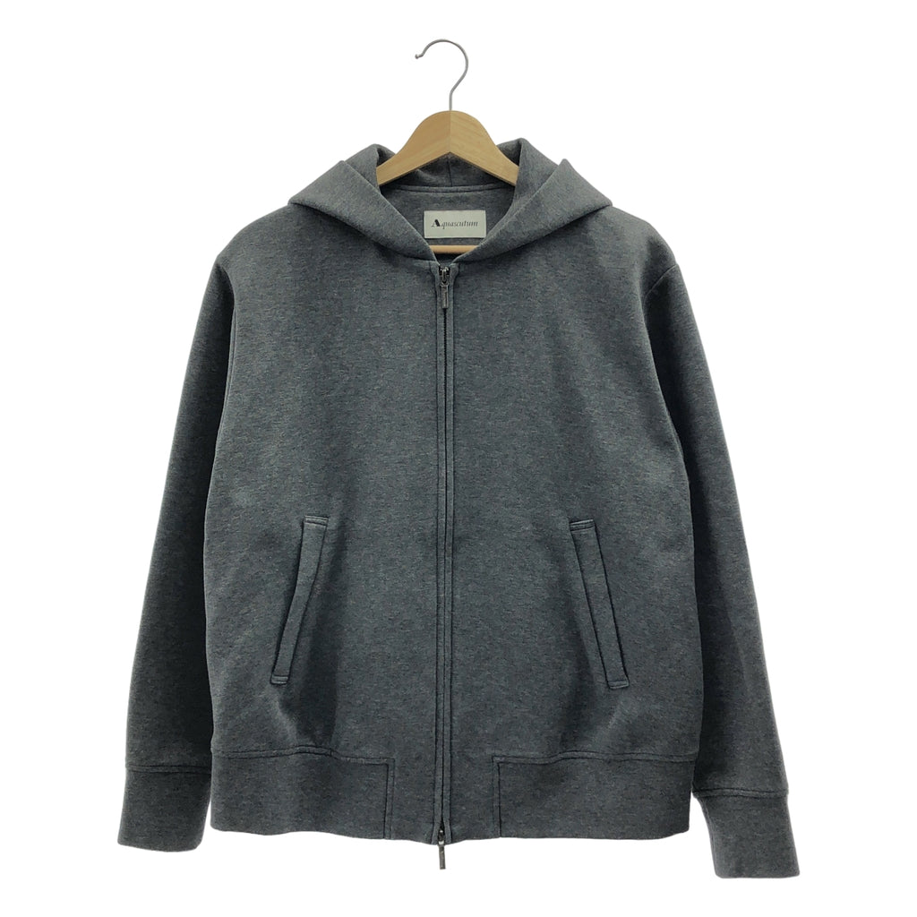 AQUASCUTUM / 아쿠아 스큐텀 | 골판지 지퍼 업 스웨트 후디 | S | 다크 그레이 | 여성