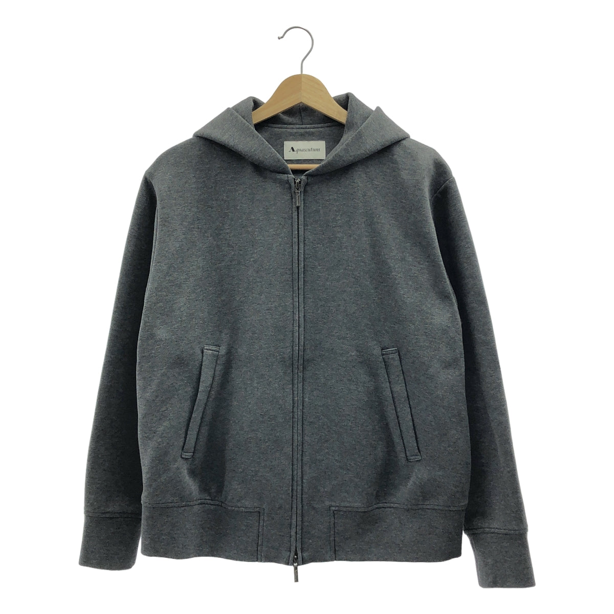 AQUASCUTUM / 아쿠아 스큐텀 | 골판지 지퍼 업 스웨트 후디 | S | 다크 그레이 | 여성