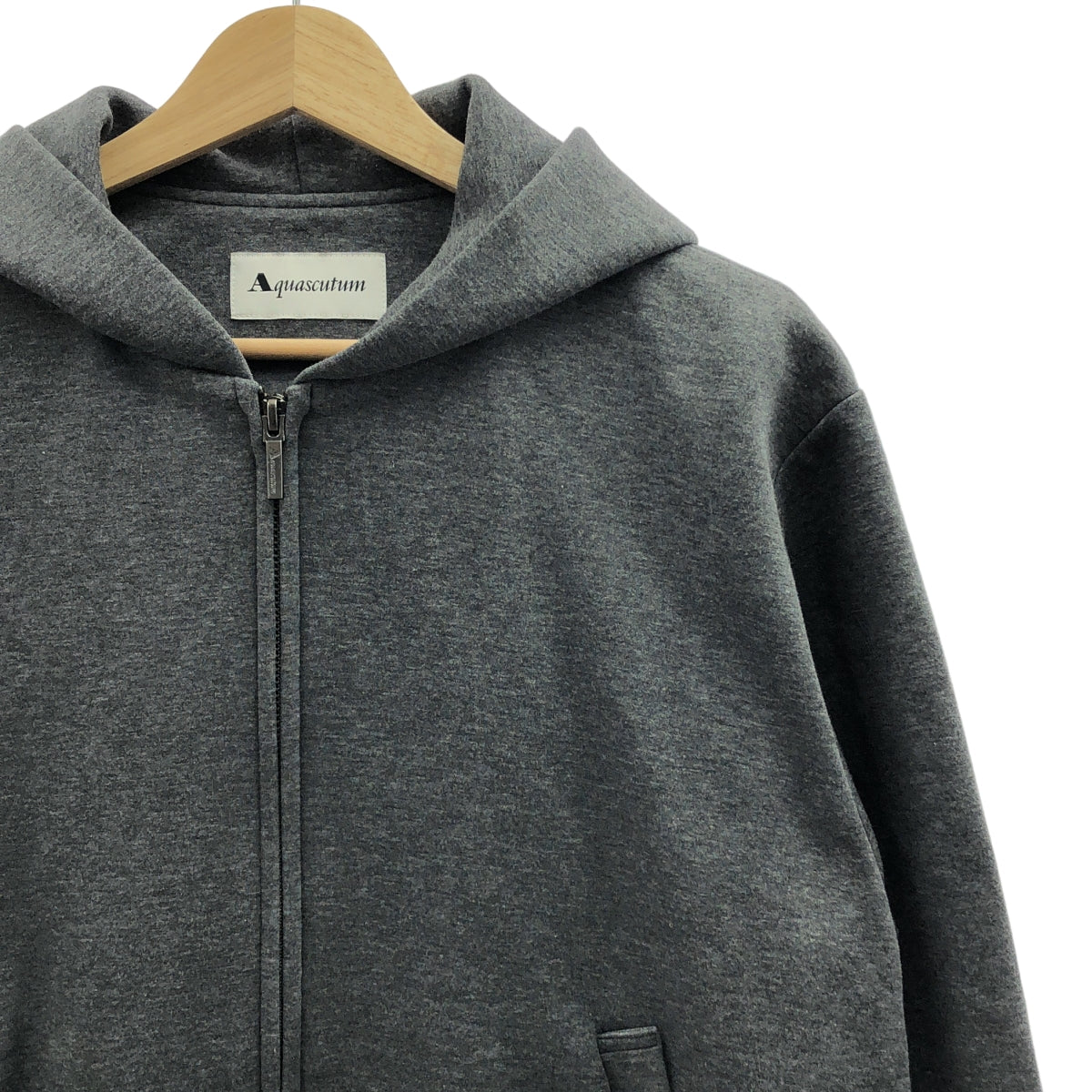 AQUASCUTUM / 아쿠아 스큐텀 | 골판지 지퍼 업 스웨트 후디 | S | 다크 그레이 | 여성
