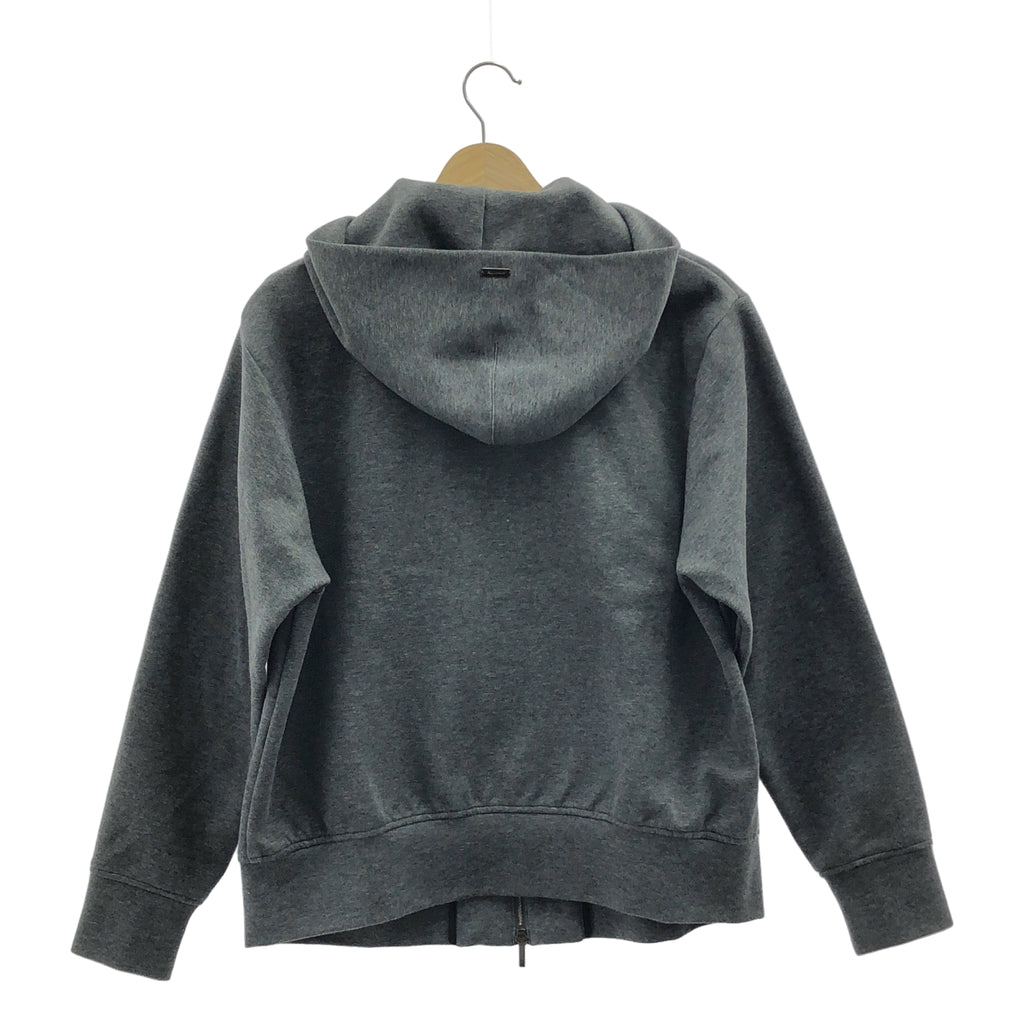 AQUASCUTUM / 아쿠아 스큐텀 | 골판지 지퍼 업 스웨트 후디 | S | 다크 그레이 | 여성