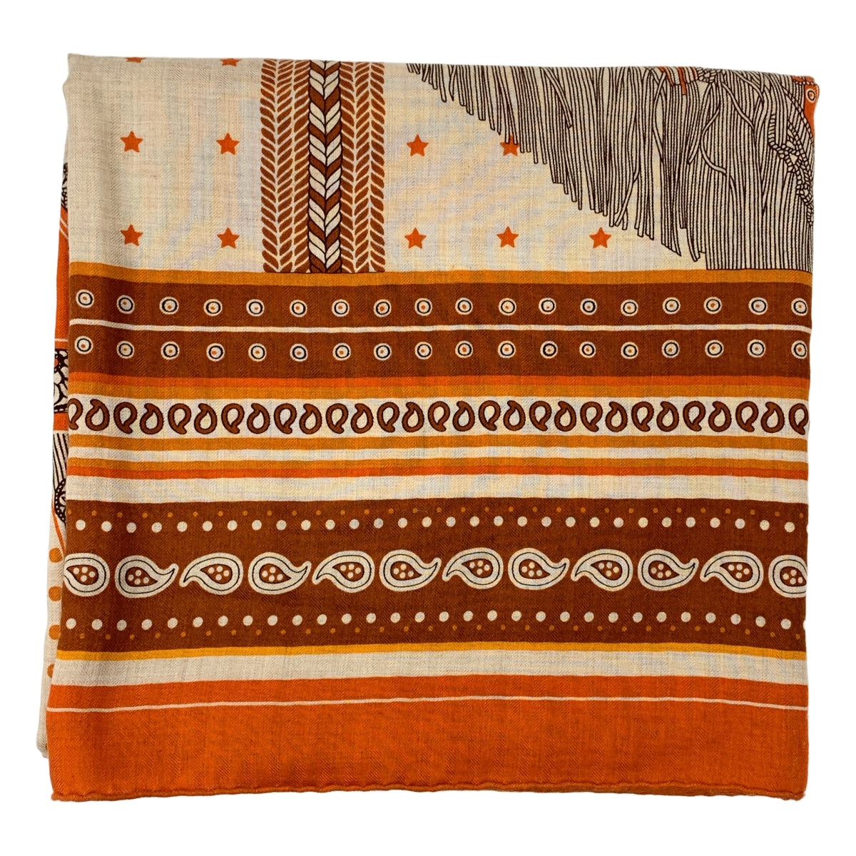 HERMES | 140 Selle de Dignitaire Bandana / 羊絨絲綢 / 貴賓馬鞍頭巾 / 羊絨和絲綢全印花大披肩/圍巾 |