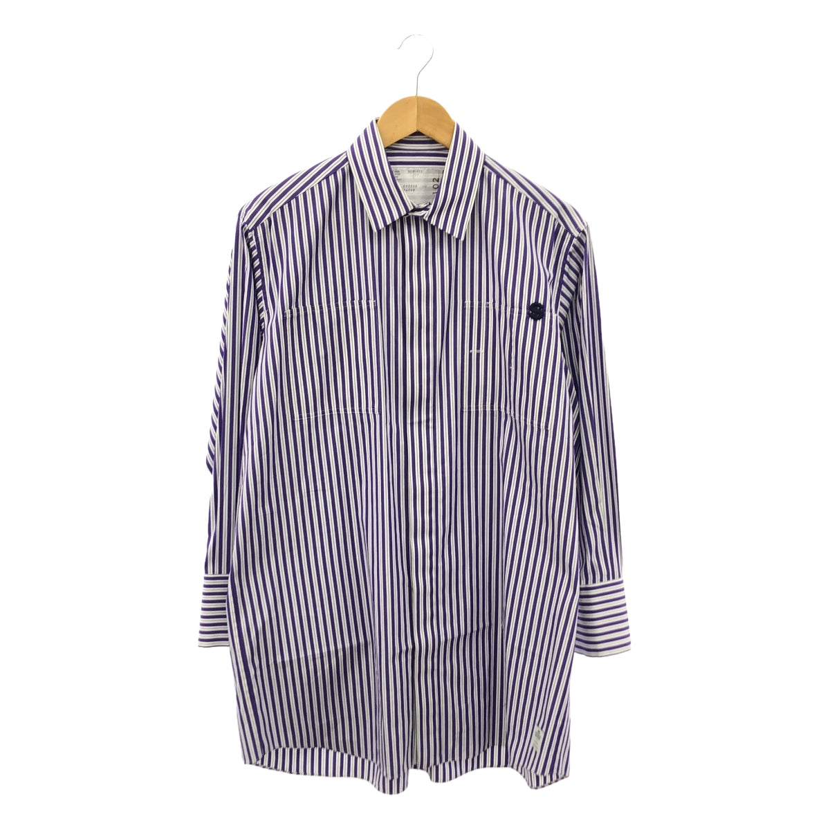 sacai / 사카이 | × Thomas Mason 토마스 메이슨 S Cotton Poplin Shirt S 자수 코튼 포플린 셔츠 | 1 | 여성