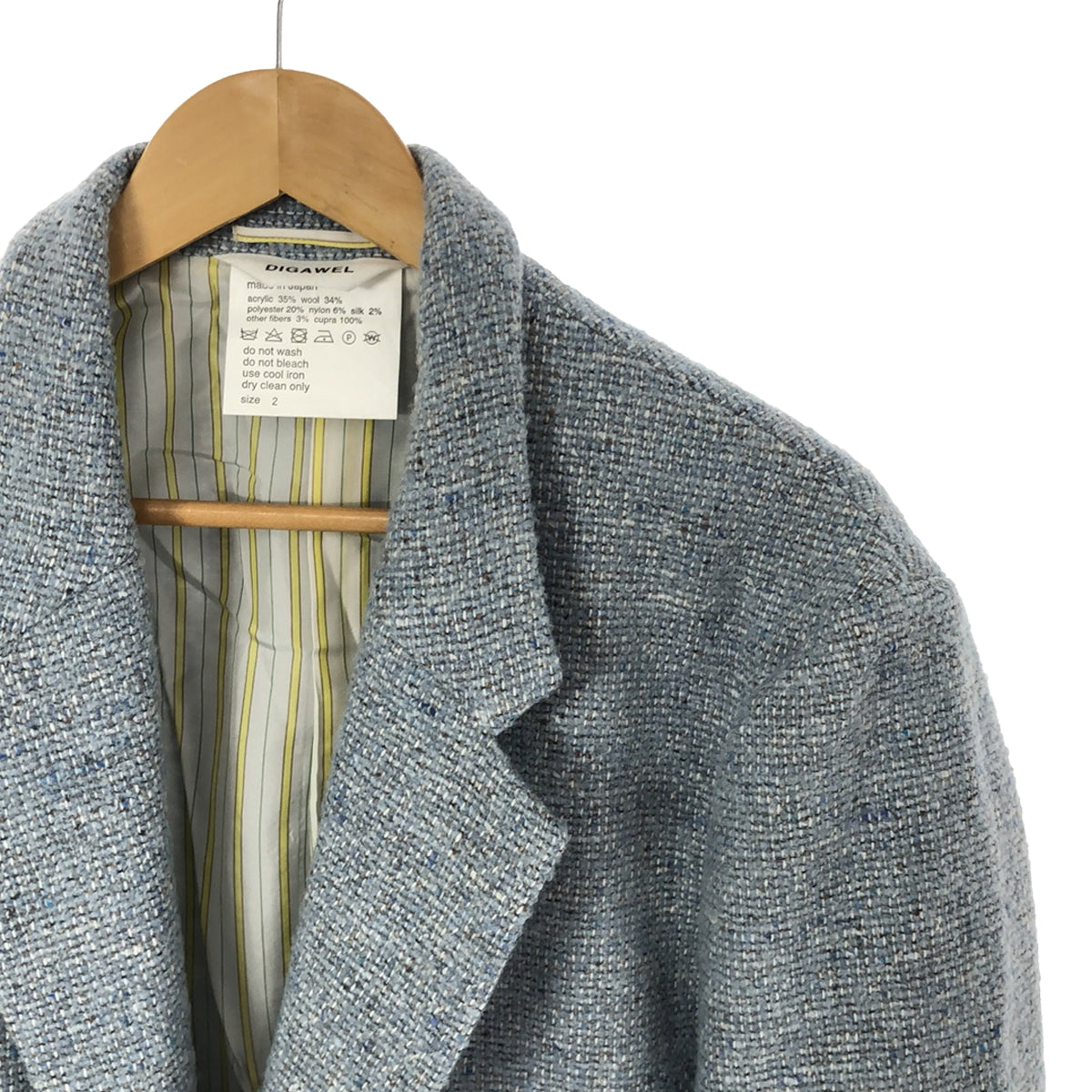 [Good Condition] DIGAWEL | 2023AW | Tweed jacket 1B tailored jacket | 2 | Light blue | Men's