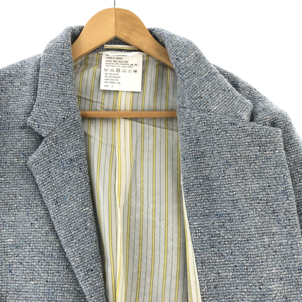 [狀況良好] DIGAWEL | 2023秋冬 |粗花呢外套 1B 訂製外套 | 2 |淺藍色 |男士