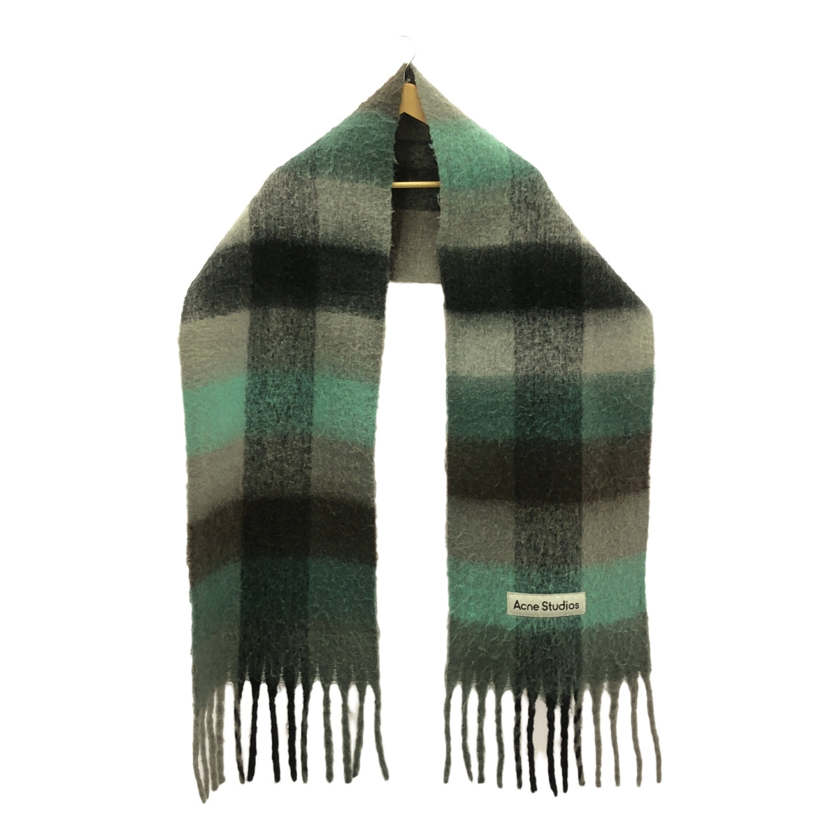 Acne Studios | 馬海毛格紋圍巾 | 綠/灰/黑 | 女款