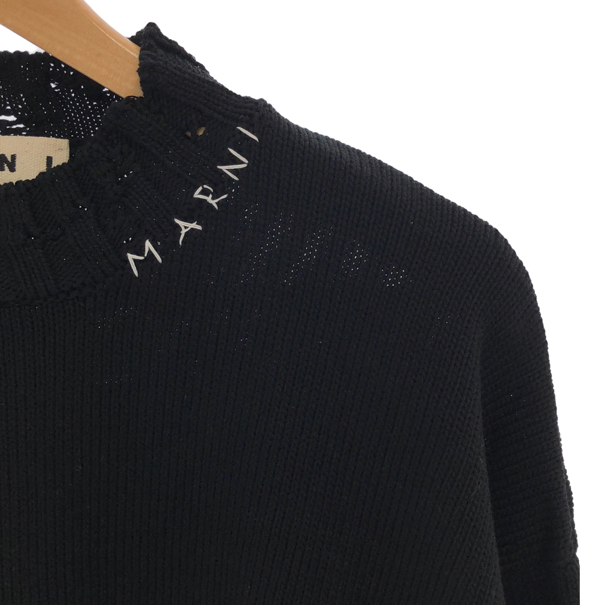 MARNI | 2021AW | Stitchwork Logo Destroy Knit Pullover | 44 | Men's