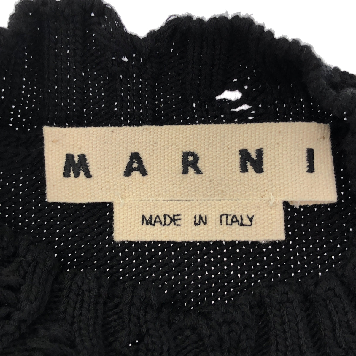 MARNI | 2021AW | Stitchwork Logo Destroy Knit Pullover | 44 | Men's