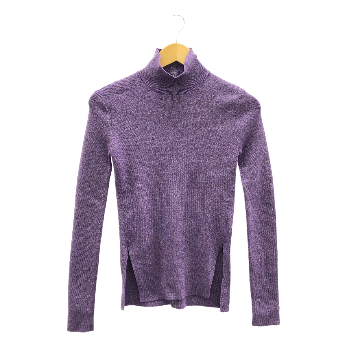 【미품】 KANAKO SAKAI / 카나코 사카이 | × Ron Herman / 론하만 라메 슬릿 터틀넥 니트 | 34 | purple | 여성