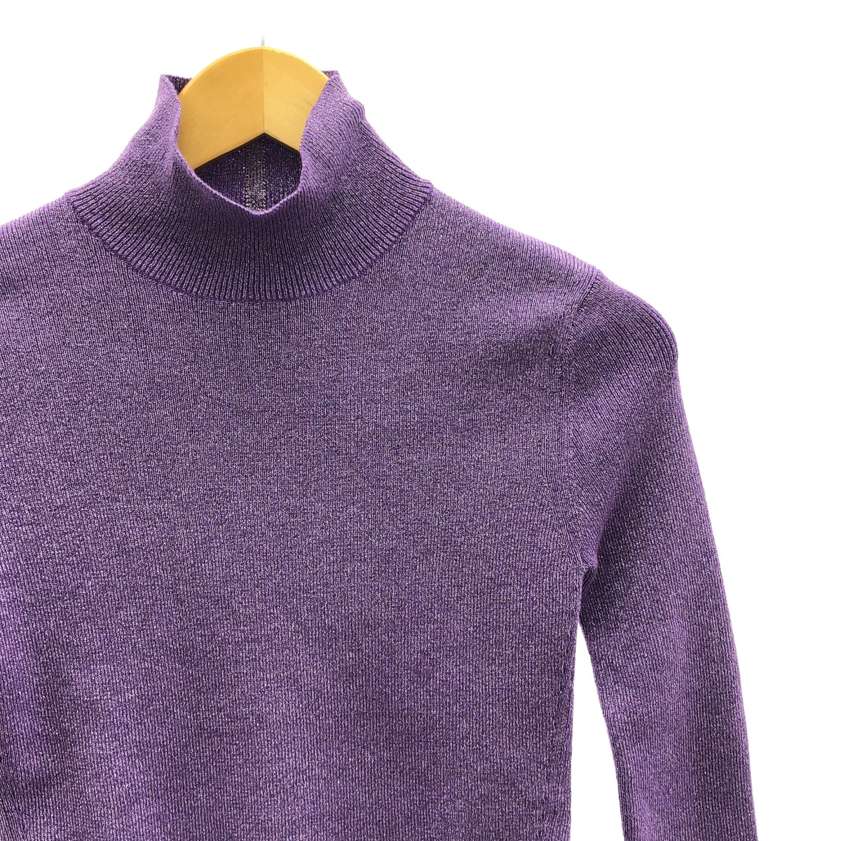 【미품】 KANAKO SAKAI / 카나코 사카이 | × Ron Herman / 론하만 라메 슬릿 터틀넥 니트 | 34 | purple | 여성
