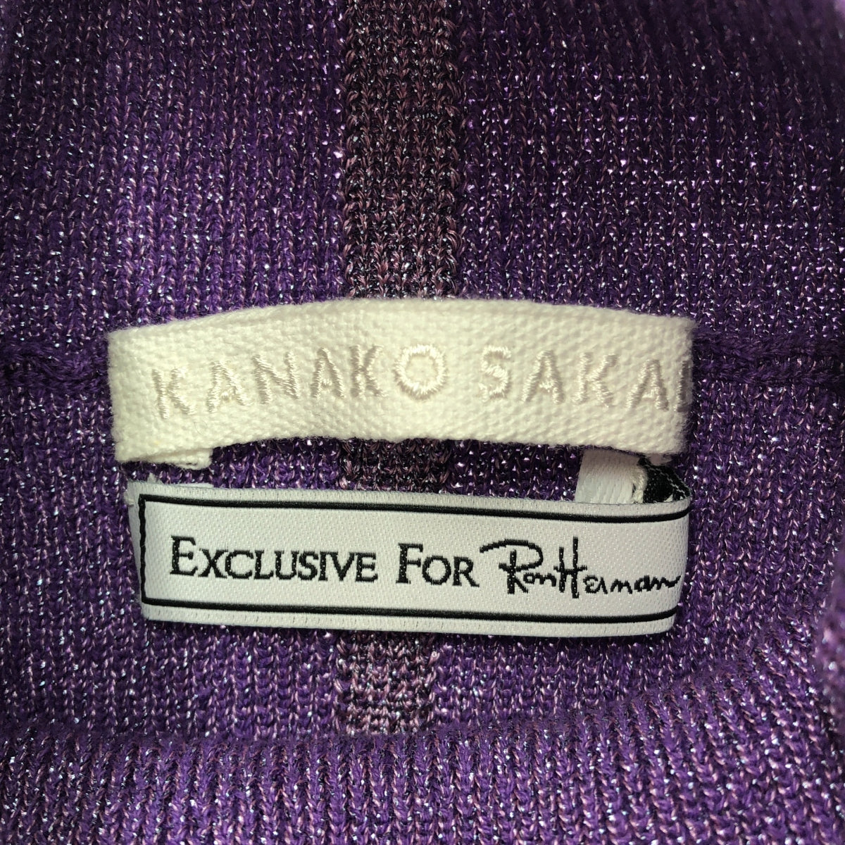 【미품】 KANAKO SAKAI / 카나코 사카이 | × Ron Herman / 론하만 라메 슬릿 터틀넥 니트 | 34 | purple | 여성