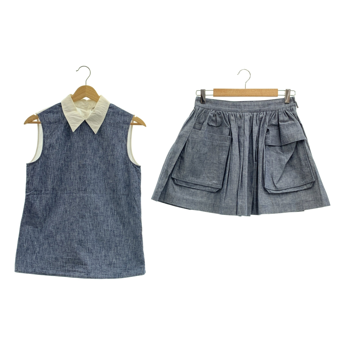miu miu / ミュウミュウ | セットアップ / ノースリーブシャツ / ギャザースカート | 38 | レディース