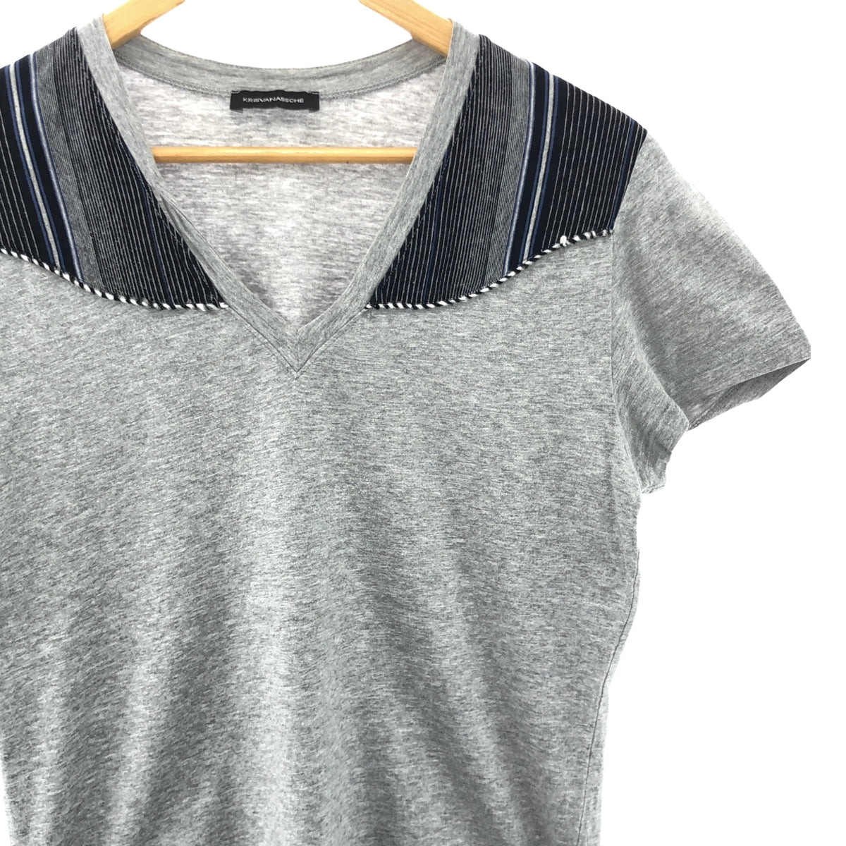 KRIS VAN ASSCHE | Striped V-neck T-shirt | S | Men's