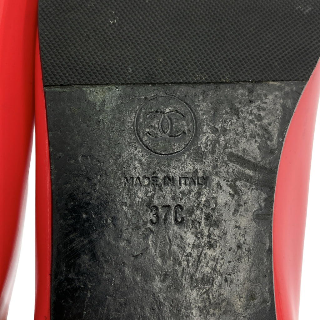 CHANEL / 샤넬 | 특허 가죽 코코 마크 발레리나 플랫 슈즈 | 37 | 여성