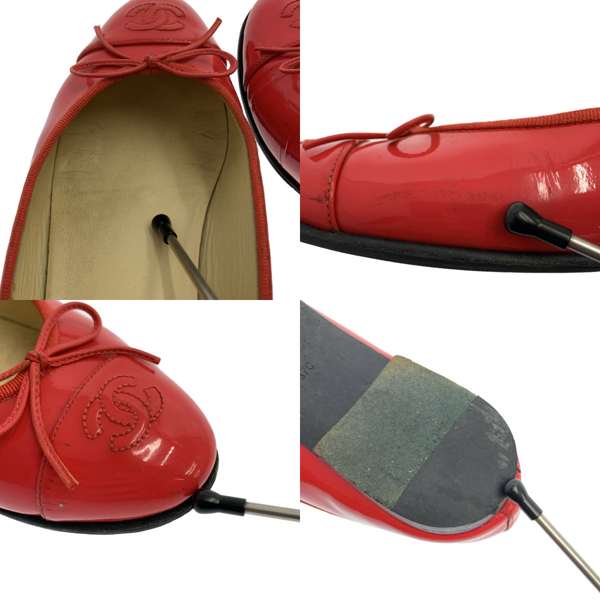 CHANEL / 샤넬 | 특허 가죽 코코 마크 발레리나 플랫 슈즈 | 37 | 여성