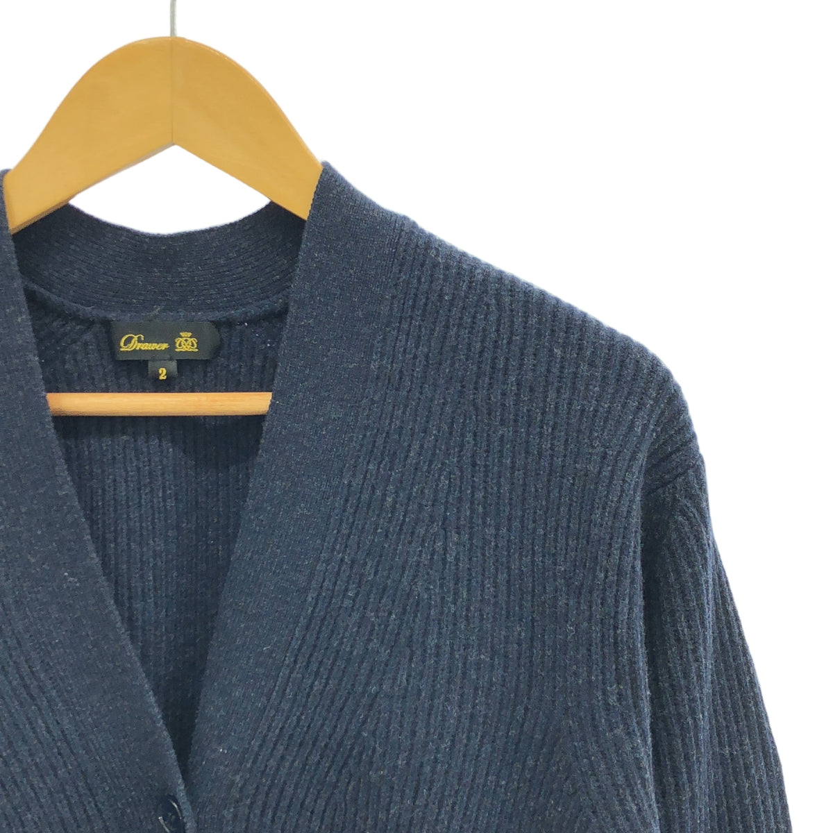 抽屜 | 9G 羊毛羊絨斜紋針織開襟衫 | 2 | 海軍藍 | 女款