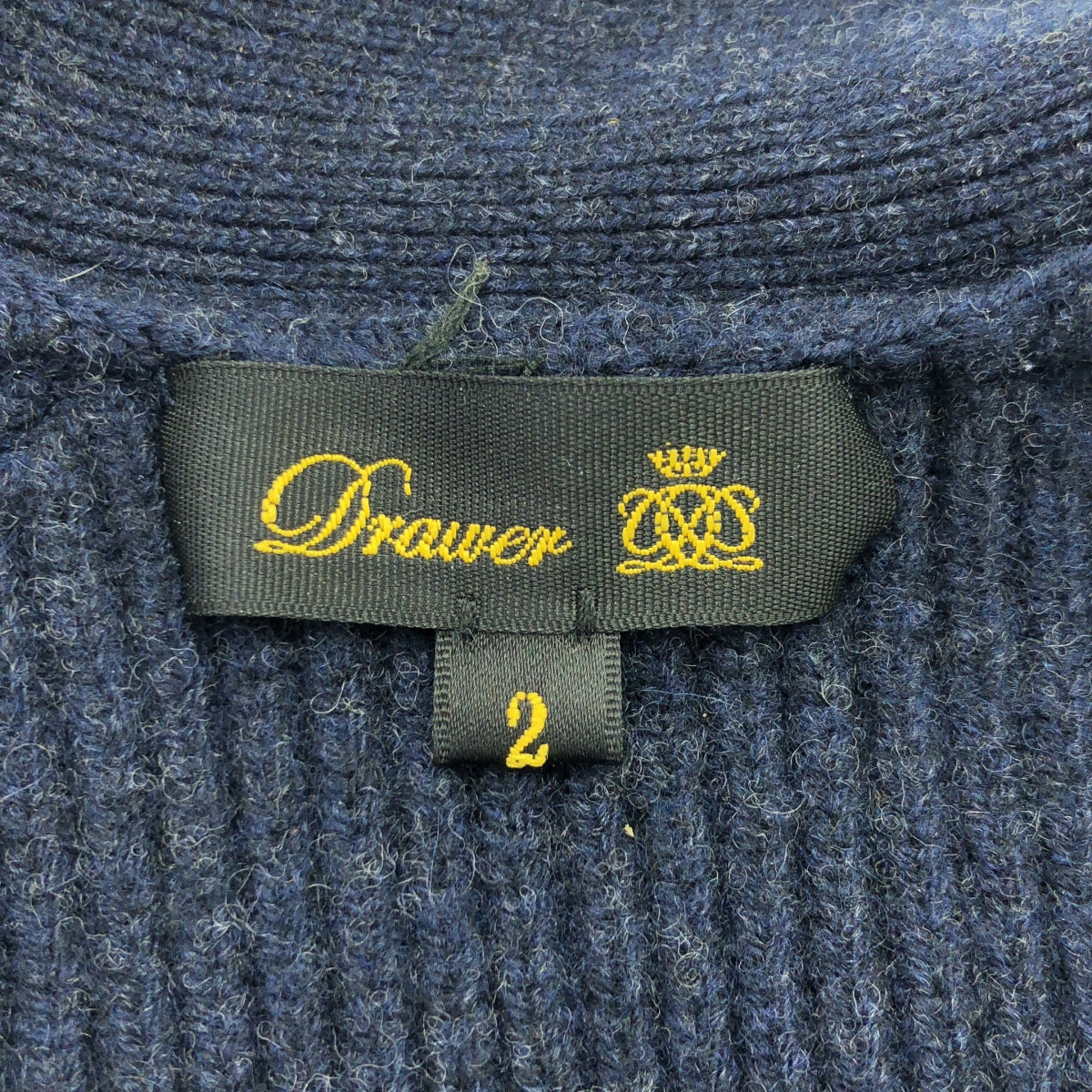 抽屜 | 9G 羊毛羊絨斜紋針織開襟衫 | 2 | 海軍藍 | 女款