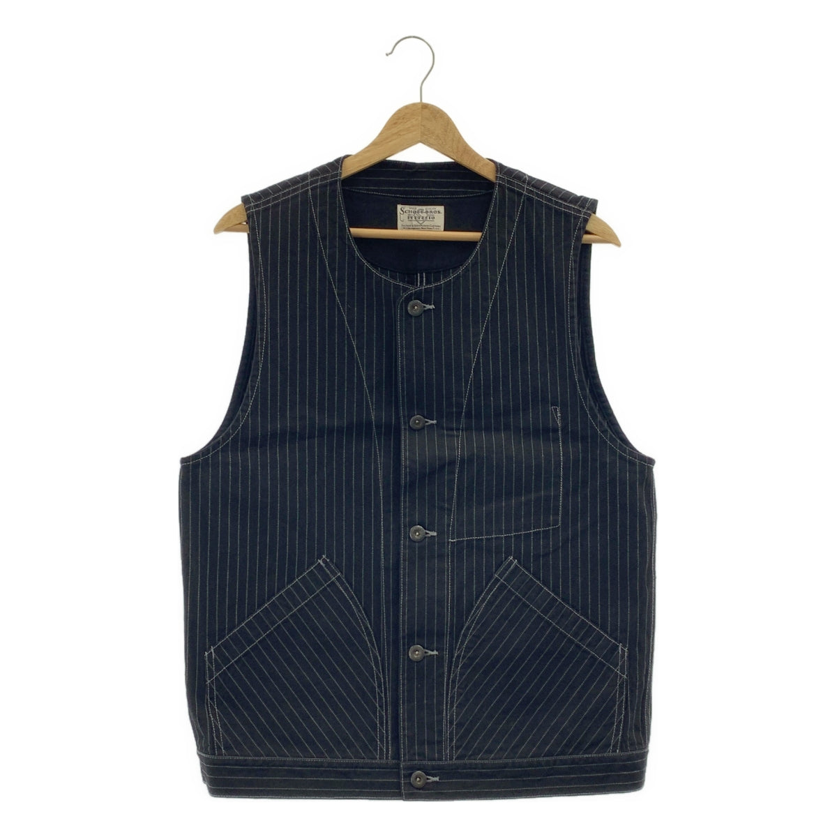 SCHOTT / ショット | OLD HICKORY DENIM VEST ヒッコリー ベスト | L | メンズ