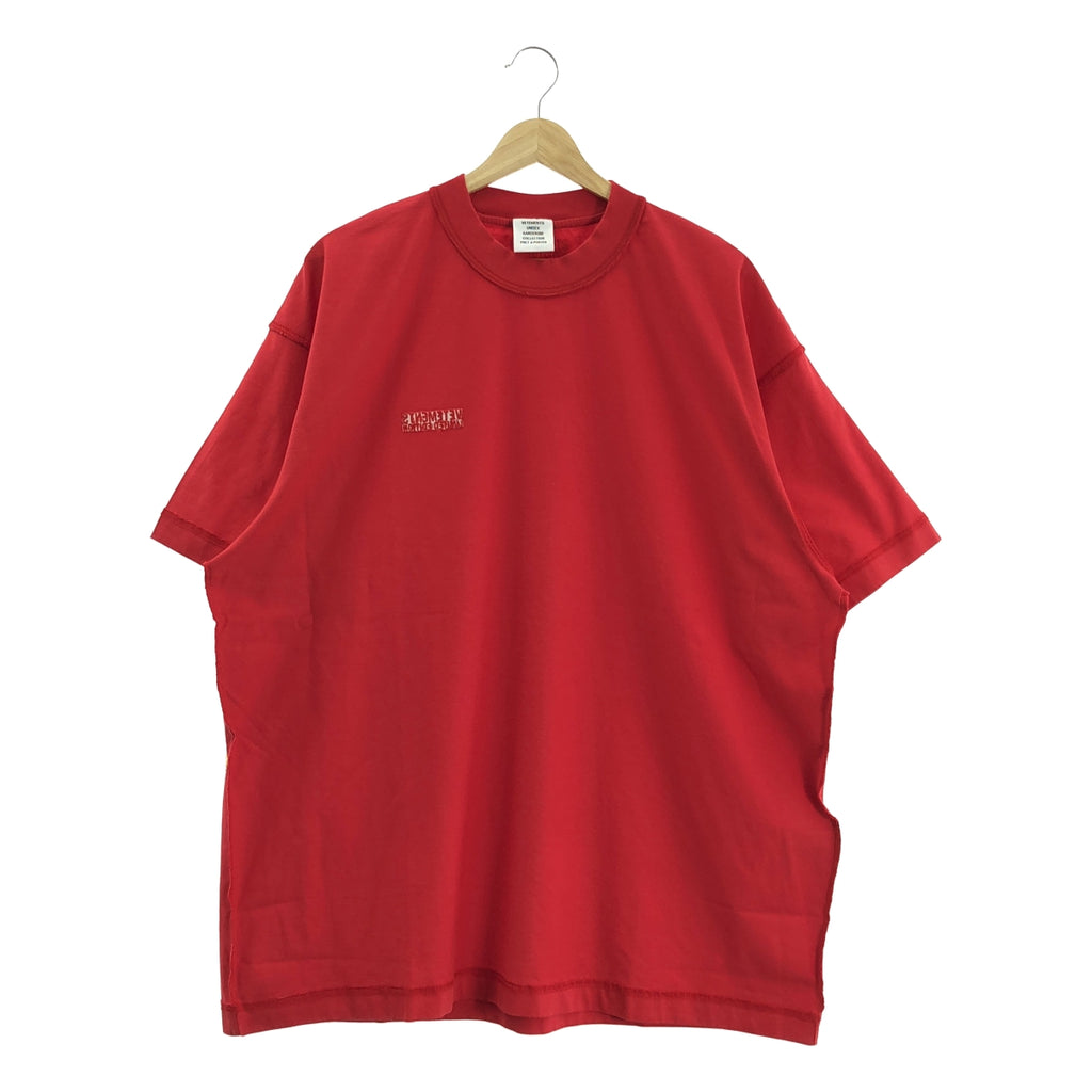 【新品】  VETEMENTS / ヴェトモン | 2022SS | INSIDE OUT T-SHIRT / ロゴ刺しゅう インサイドアウト Tシャツ | S | レッド | メンズ
