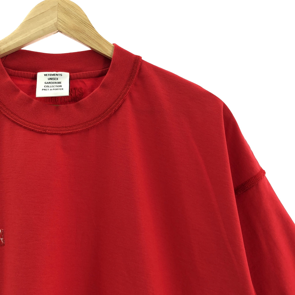 【新品】  VETEMENTS / ヴェトモン | 2022SS | INSIDE OUT T-SHIRT / ロゴ刺しゅう インサイドアウト Tシャツ | S | レッド | メンズ