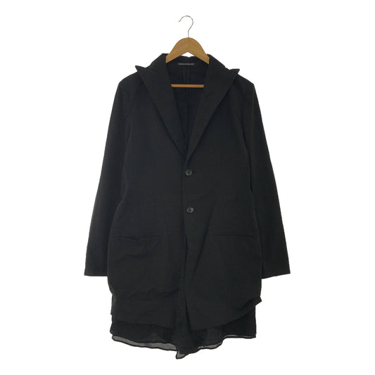 YOHJI YAMAMOTO +NOIR | Silk Blend Nylon Ruffle Docking Layered Coat | Size 3 | Women's