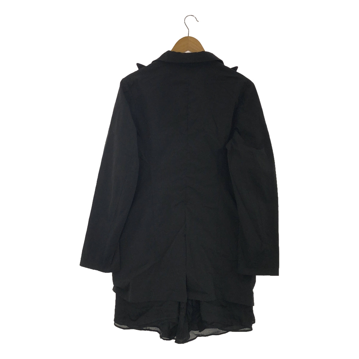 YOHJI YAMAMOTO +NOIR | Silk Blend Nylon Ruffle Docking Layered Coat | Size 3 | Women's