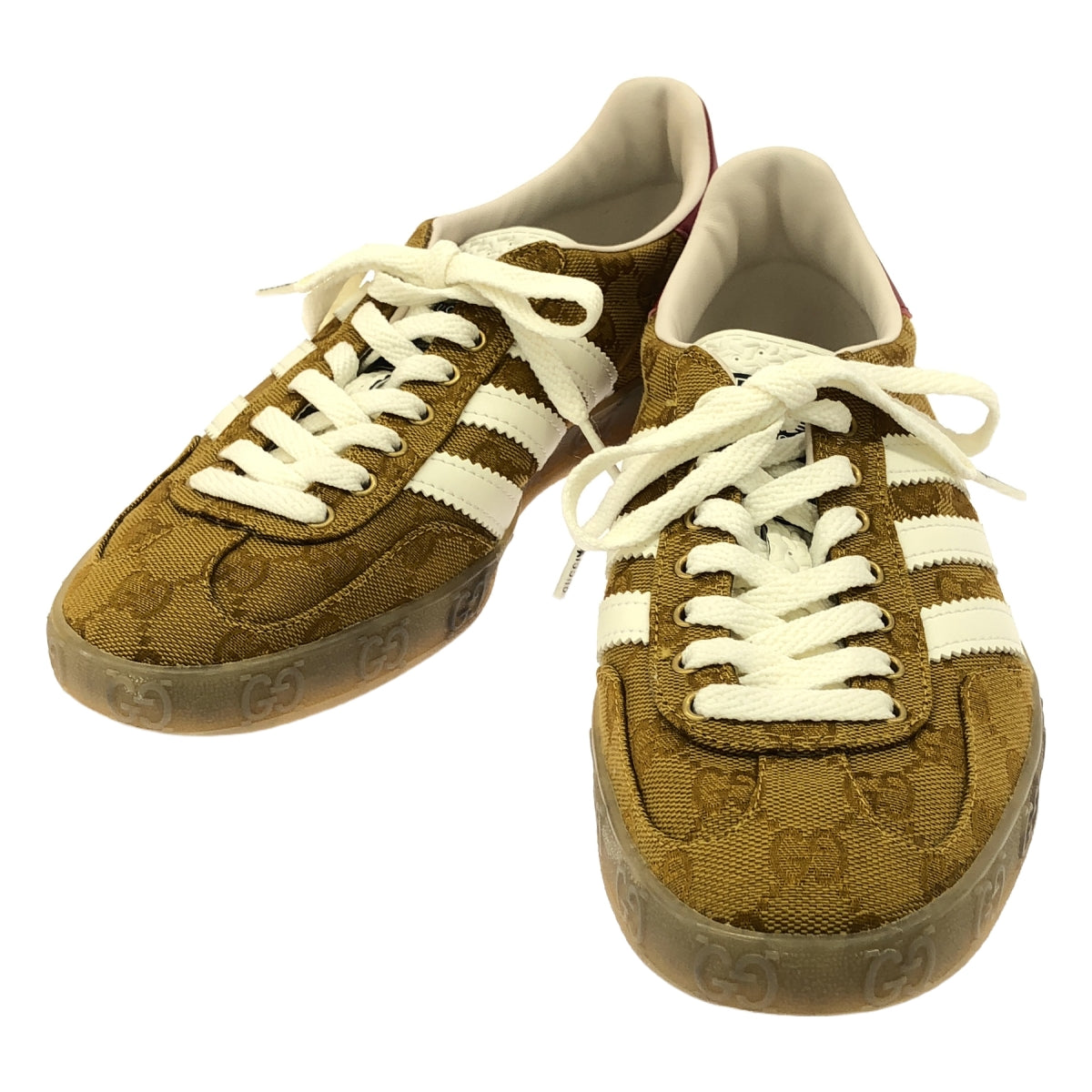 [Good Condition] GUCCI / Gucci | x adidas / adidas WMNS Gazelle / HQ7086 Gazelle GG Logo Sneakers | 24 | Beige &amp; Brown | Women's