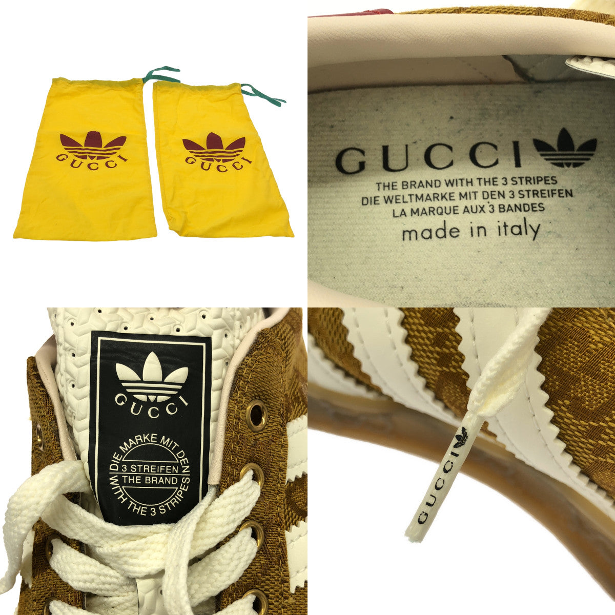 [Good Condition] GUCCI / Gucci | x adidas / adidas WMNS Gazelle / HQ7086 Gazelle GG Logo Sneakers | 24 | Beige &amp; Brown | Women's