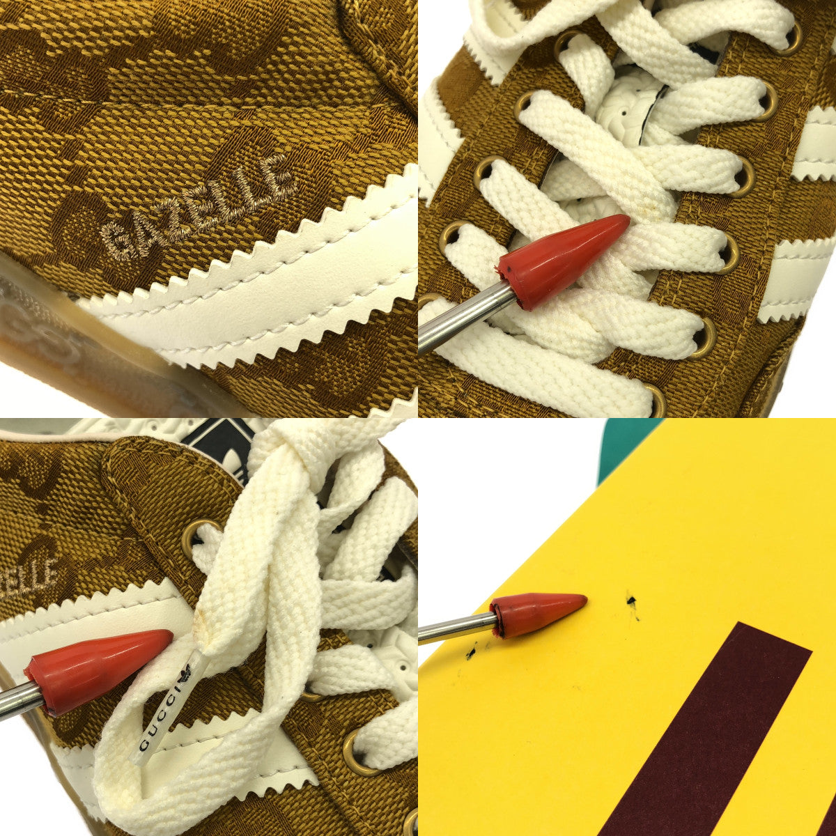 【美品】  GUCCI / グッチ | × adidas / アディダス WMNS Gazelle / HQ7086 ガゼル GG ロゴ スニーカー | 24 | Beige&Brown | レディース
