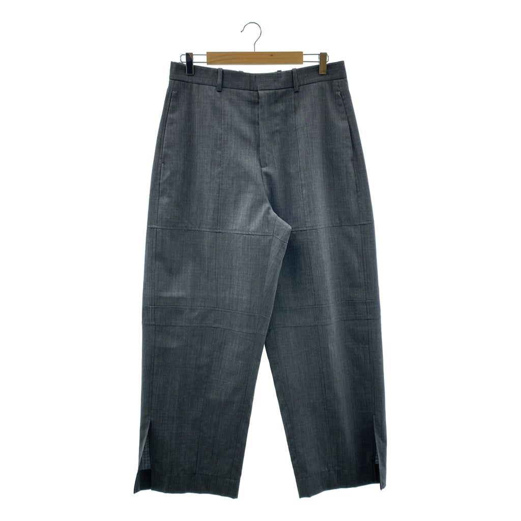 【美品】  JIL SANDER / ジルサンダー | 2024AW | Wool trousers / スリット パッチ ワイド トラウザーズ パンツ | 48 | グレー | メンズ