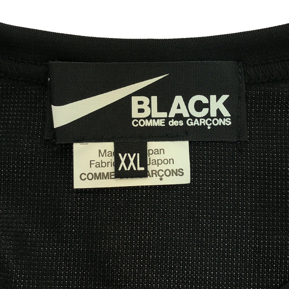 [Good Condition] BLACK COMME des GARCONS | 2022AW | × NIKE / Nike Polyester Front Logo Crew Neck T-Shirt Cut and Sewn | XXL | Black | Men's