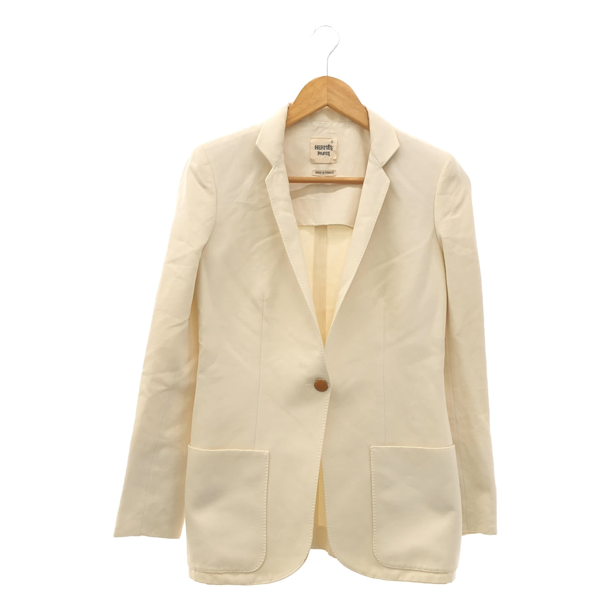 HERMES / Hermes | Gaultier period leather button 1B jacket | 36 | Ivory | Women's