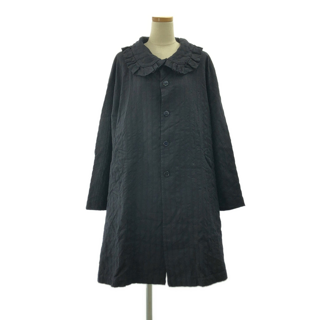 COMME des GARCONS COMME des GARCONS / コムコム | 2019AW | 製品加工 フリル ラウンドカラー ストライプ コート | S | レディース