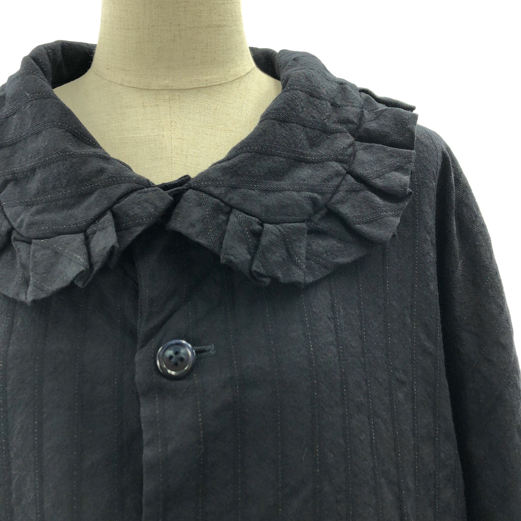 COMME des GARCONS COMME des GARCONS / コムコム | 2019AW | 製品加工 フリル ラウンドカラー ストライプ コート | S | レディース