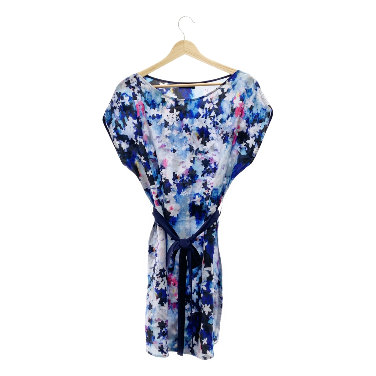 [狀況極佳] Paul Smith | 滿幅花卉腰帶連身裙 | 40碼 | 藍色 | 女款